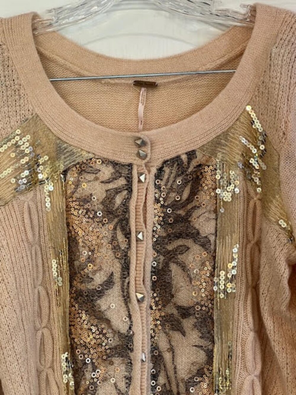 Vintage Free People Art Nouveau Sequin and lace Cardigan - Picture 3 of 7